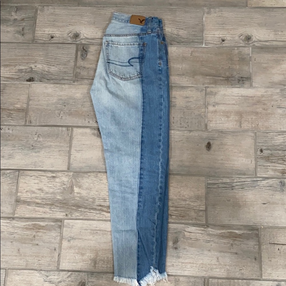 American Eagle Two Tone Jeans, Mid Rise/High Waist